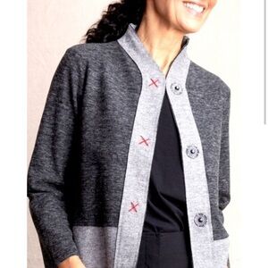 Habitat grey patchwork double side felt jacket size Small oversized